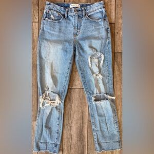 Abercrombie & Fitch Light Blue Distressed Boyfriend Jeans